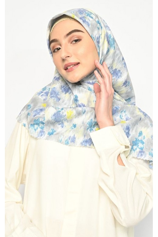Hijab Segi Empat Lyodra Blue Jahit Tepi